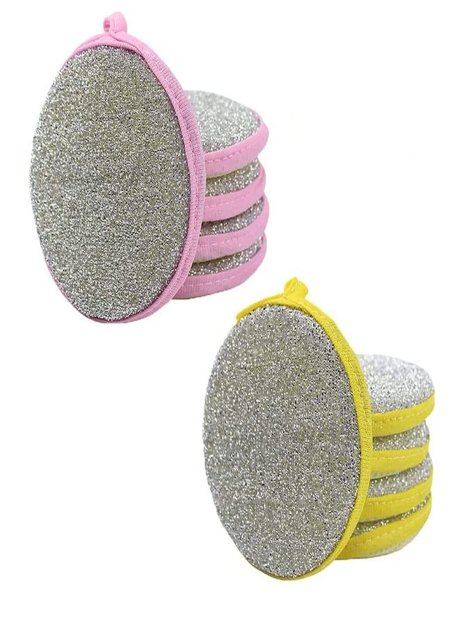 RRJ 10Pcs Kitchen Cleaning Sponges Double Side Round Microfiber Reusable Scrubber Pan Pot Dish Wash Household Cleaning Scouring Tools Random Color - Image 1